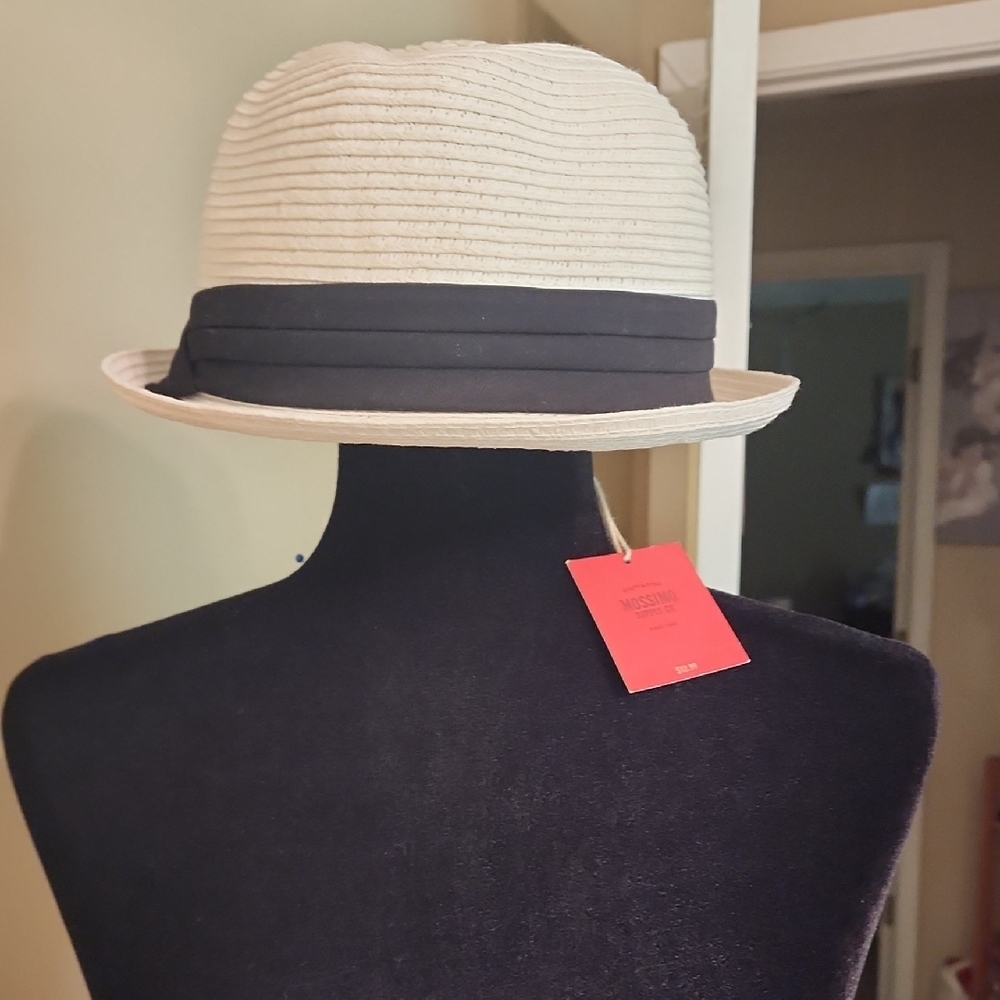 Cream and Black Wide-Brim Hat